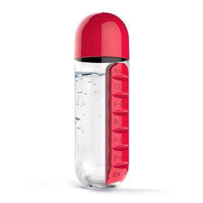 Bình Đựng Nước Nhựa 600 Ml Có 7 Ngăn Đựng Thuốc Và Vitamin