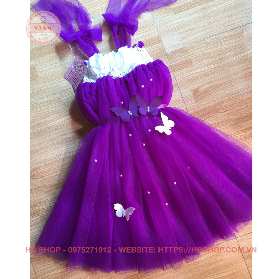 Váy tutu tím cho bé ❤️FREESHIP❤️ Váy tím huế hoa trắng bướm cho bé gái