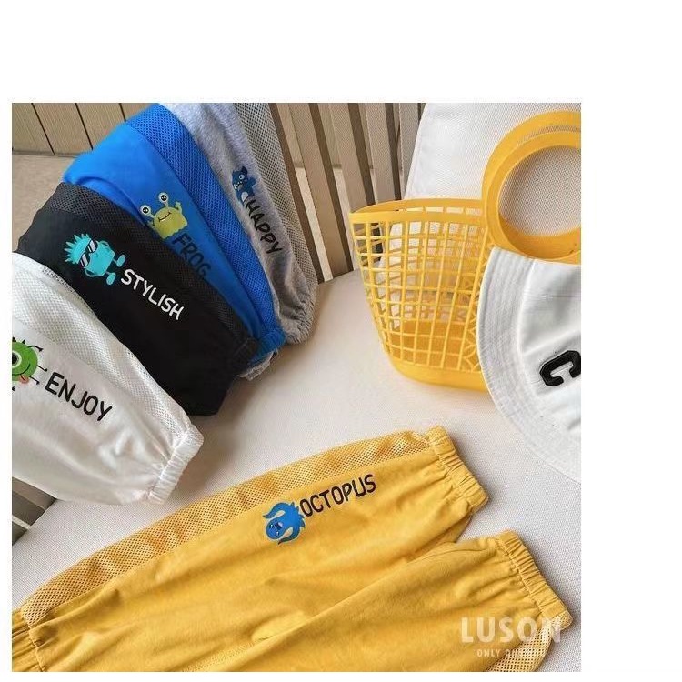 [Babycat] Hàng Có Sẵn Quần Dài Dáng Rộng Mỏng Thoải Mái Phong Cách Nhật Bản Hàn Quốc Thời Trang Mùa Hè Dành Cho Bé Trai 2022