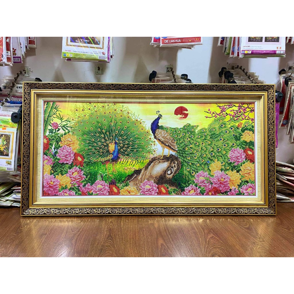 Tranh đính đá CÔNG PHU THÊ VIÊN MÃN. Kích Thước: 1m20 x 60cm