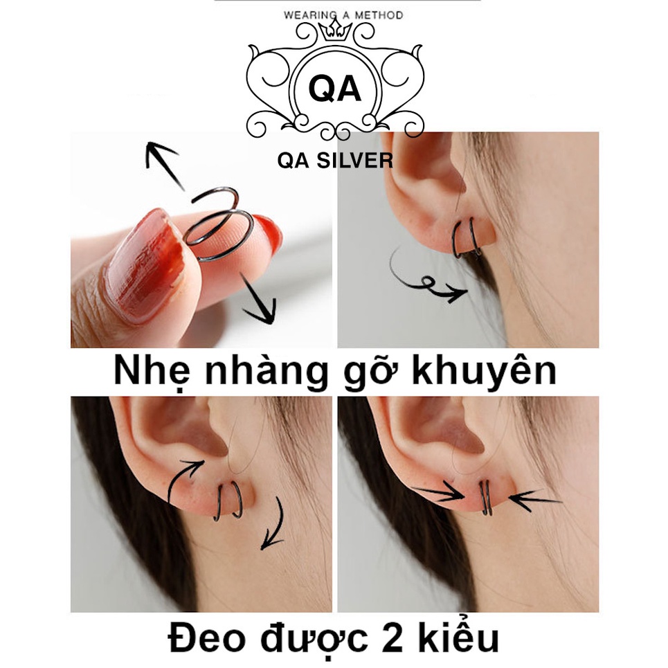 Khuyên tai bạc 925 xoắn lò xo kẹp vành bông nam nữ cuộn tối giản S925 MINIMAL Silver Earrings QA SILVER EA190911