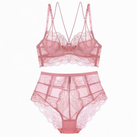 Bộ Đồ Lót Ren Siêu Mỏng Có Gọng Không Đệm Dây Đan Chéo Phối Quần Lót Ren Cạp Cao Lacy Bra - B04 | BigBuy360 - bigbuy360.vn