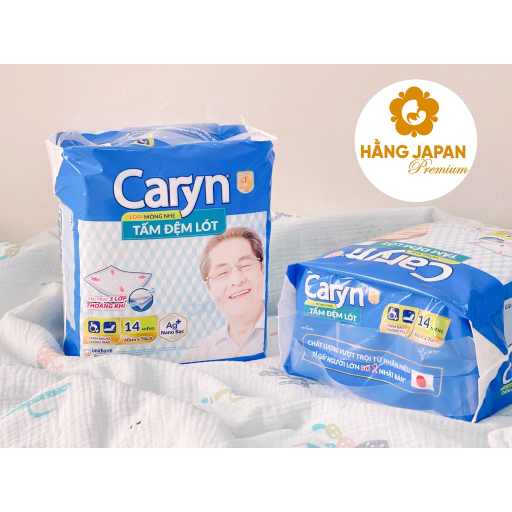 Tấm đệm lót Caryn siêu thấm 14 miếng bảo vệ chống tràn cho mẹ, bé và người lớn tuổi