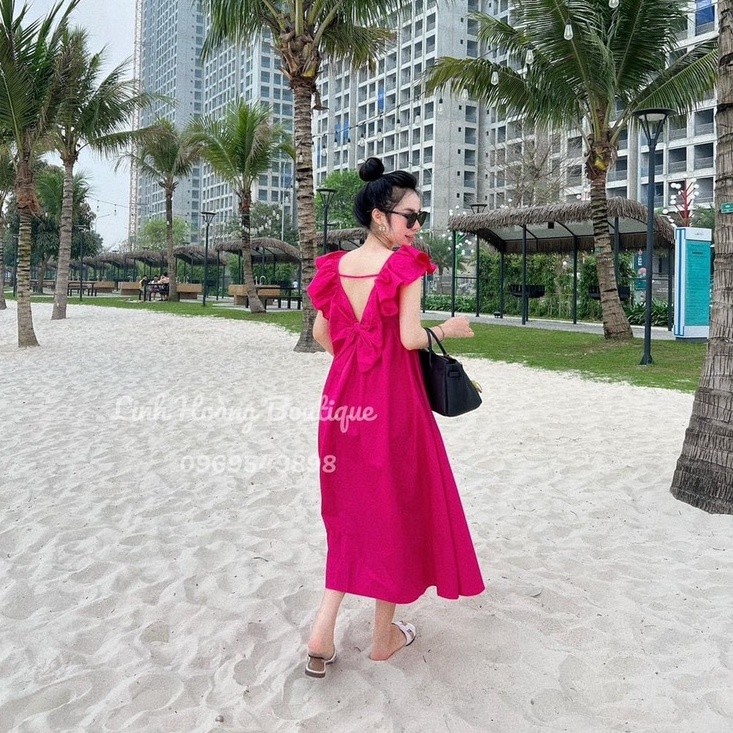 Đầm maxi cánh tiên cổ tim dáng xòe váy đi biển nữ dáng dài màu siêu trend TH510 | BigBuy360 - bigbuy360.vn
