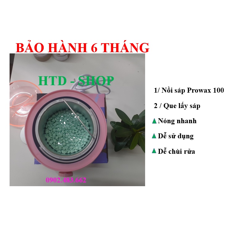 (Sáp 100g siêu bám lông + que +nồi) Nồi nấu sáp wax tẩy lông Prowax 100 cao cấp sang trọng.