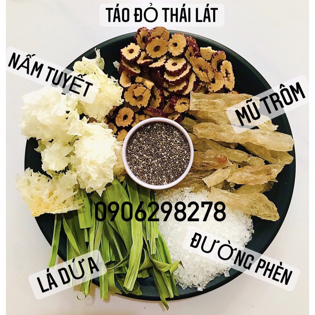 Set nấu mũ trôm hạt chia lá dứa 200g 6 vị