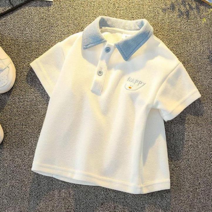 Áo thun polo trắng bé trai 10 tuổi (3 - 12 tuổi) ☑️ Áo phông bé trai 8,9,10,11, 12 tuổi size đại 30kg 35kg 40kg