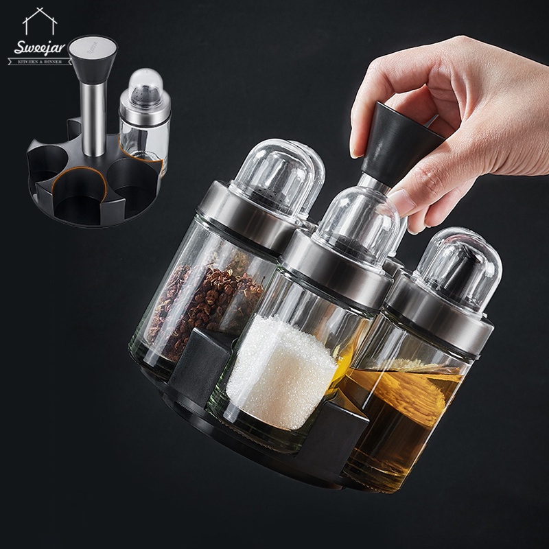 Bộ lọ đựng gia vị SWEEJAR thiết kế đế xoay 360 độ đa năng tiện dụng