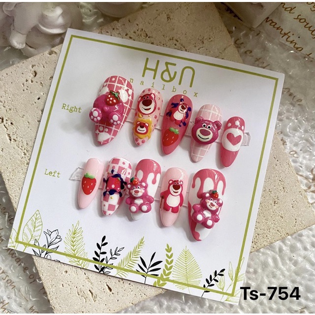 Miếng Dán Trang Trí Móng Tay Hình Gấu Nhiều Màu Sắc