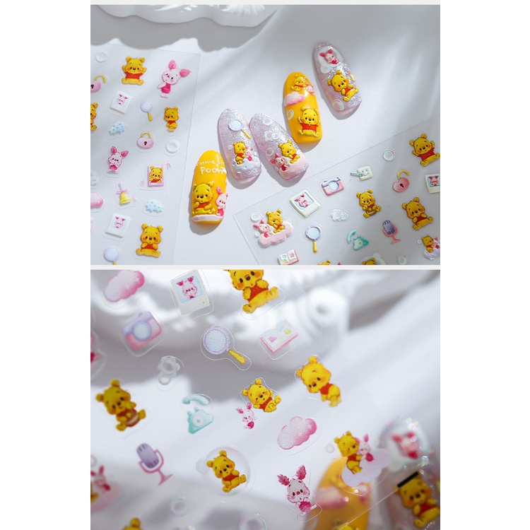 Miếng Dán Trang Trí Móng Tay In Nổi Hình Winnie the Pooh Hổ Độc Đáo