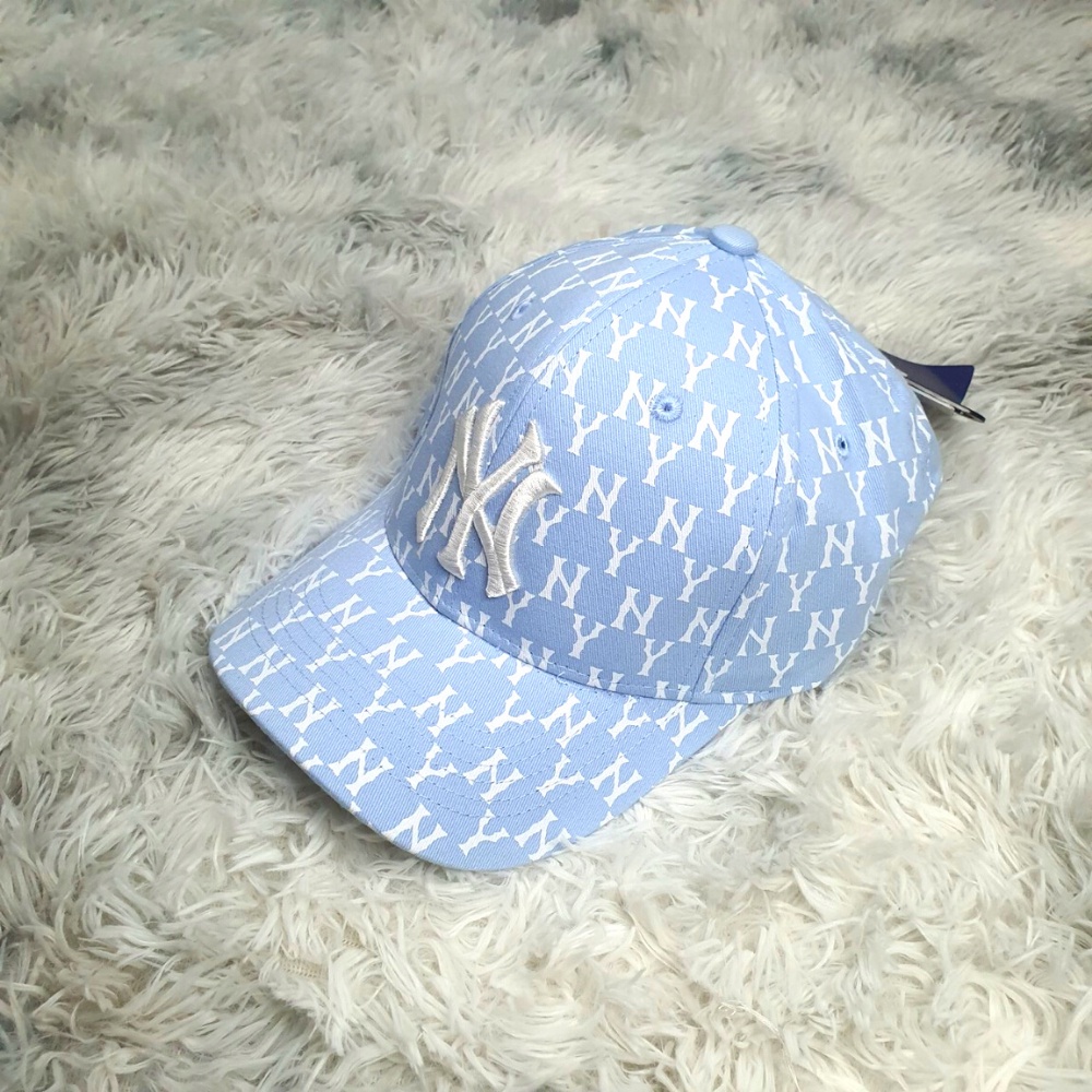 Mũ Nón MLB NY  Xanh Monogram Baseball Cap Blue Full Tag Code