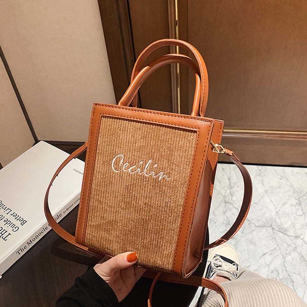 Túi đeo vai bằng vải nhung thêu chữ thời trang sang trọng cho nữ