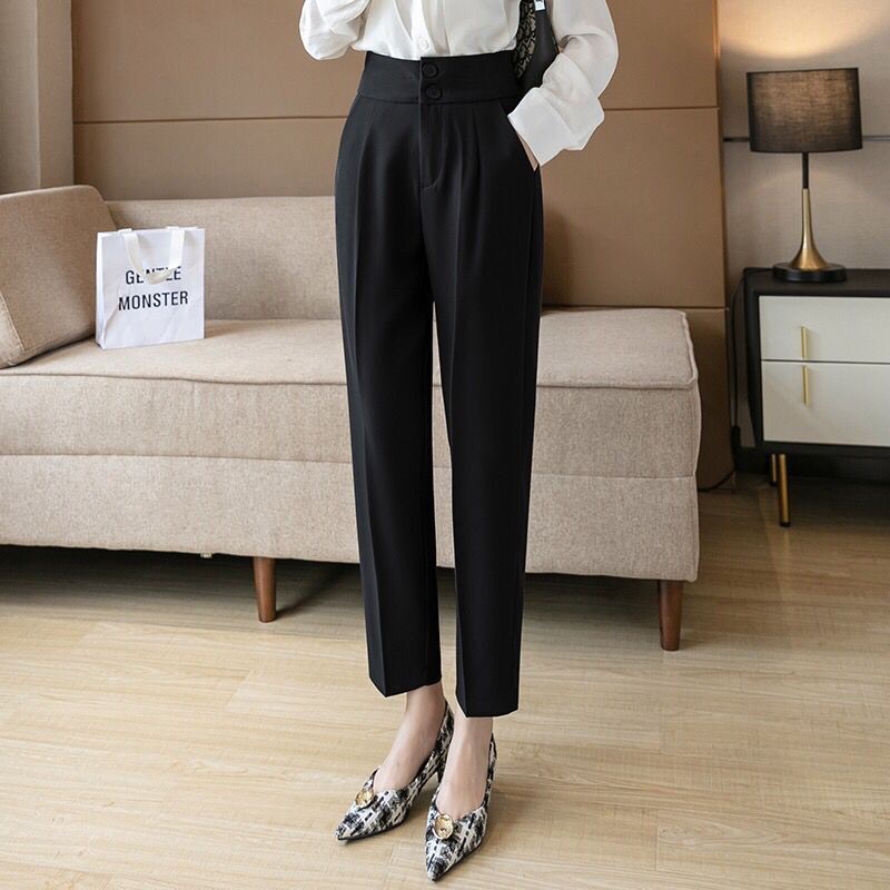 Quần Tây Công Sở 2 Khuy Dáng Baggy Nữ Ống Đứng