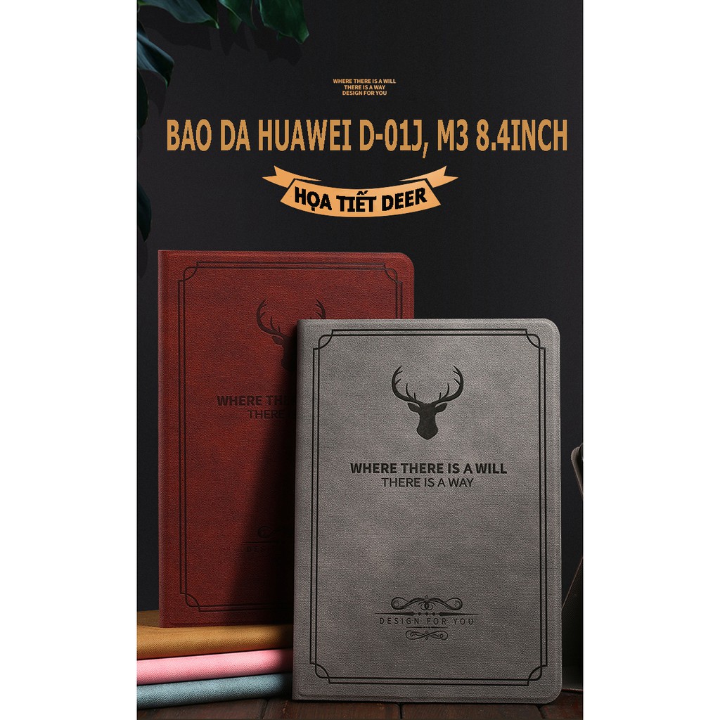 [FREESHIP] Bao da Huawei Dtab D-01J - M3 8.4 inch cao cấp | Họa tiết Deer | Tặng kèm bút cảm ứng và que chọc sim