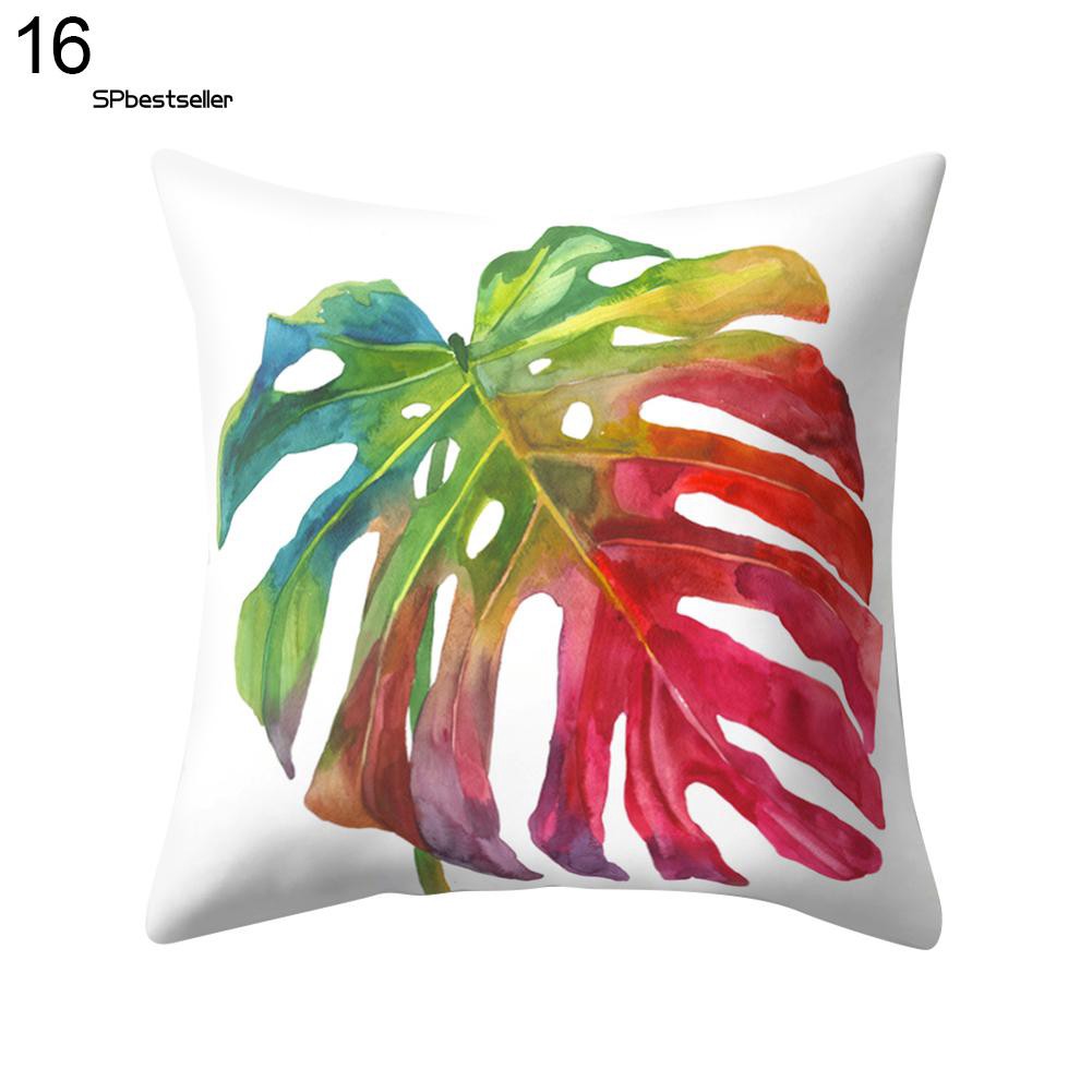 Vỏ gối sofa in họa tiết lá nhiệt đới nhiều màu sắc sáng tạo