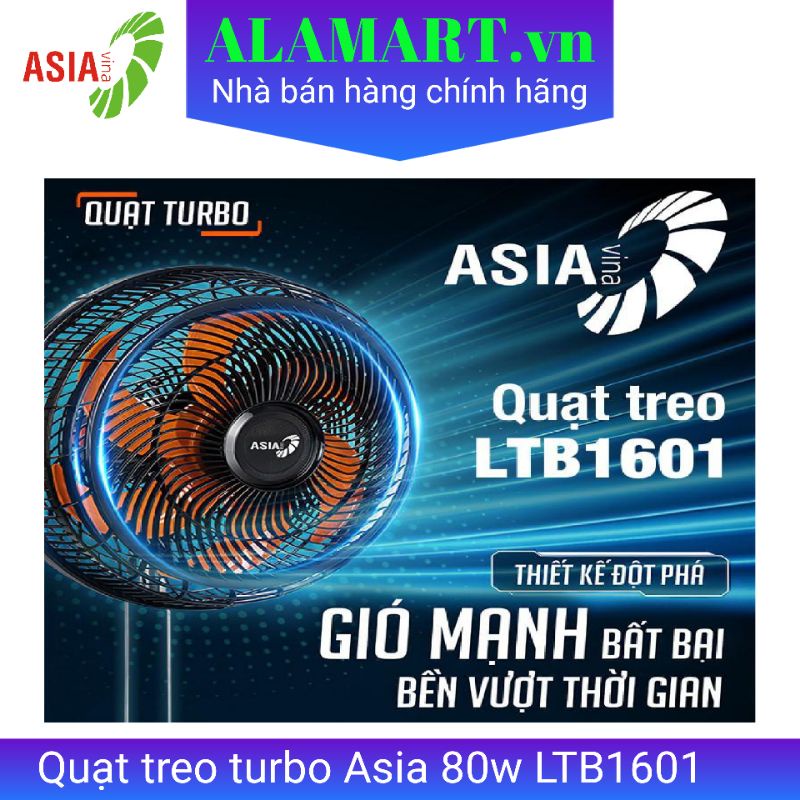 Quạt treo tường Turbo Asia LTB-1601 80W êm mát xa phù hợp không gian rộng