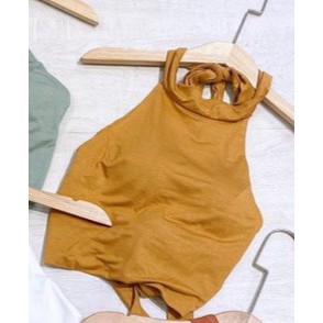 Áo Yếm Thun Hở Lưng Đồ Đi Biển Nữ Có Kèm Mút Đệm Độn Ngực Cột Buộc Dây Sau Lưng Sát Nách Sexy Trắng Đen Xanh Cam Vàng | BigBuy360 - bigbuy360.vn