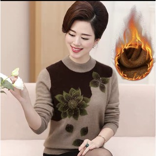 Áo len có  nỉ cho nữ trung niên ấm áp phong cách cổ điển