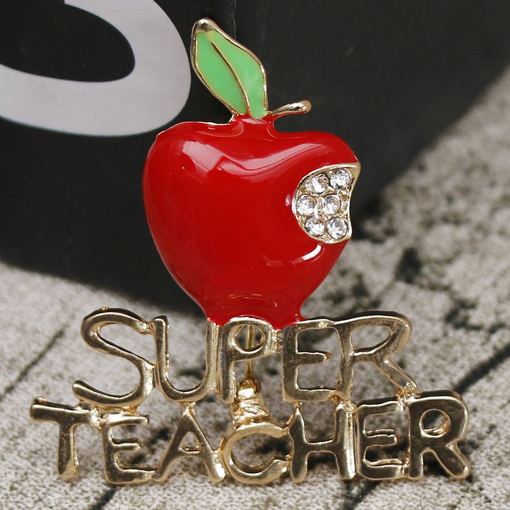 [Hàng Có Sẵn] Trâm Cài Áo Đính Đá Apple Super Teacher Rhineston Quà Tặng Giáng Sinh Ngày Nhà Giáo