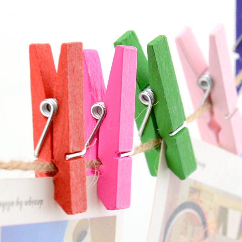 1 Kẹp Ảnh/Giấy/Thẻ Bằng Gỗ Mini 3.5cm Màu Sắc Ngẫu Nhiên DIY