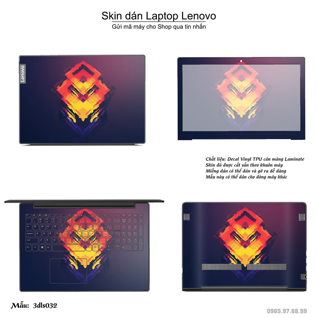 Skin dán Laptop Lenovo in hình 3D Color (inbox mã máy cho Shop)