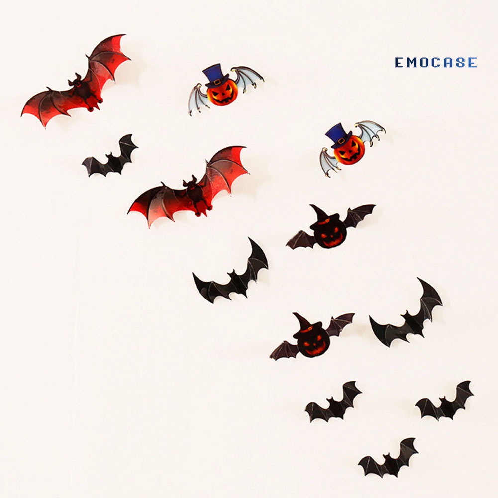 Set 12 Decal dán tường Trang Trí Chủ Đề Halloween 3D