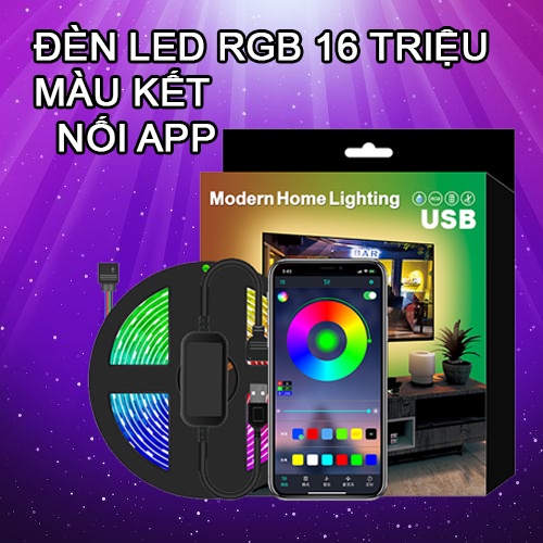 【Có sẵn】 Cuộn dây led 3m 5m RGB 16 triệu màu điều khiển bằng điện thoại, nháy theo nhạc, đèn led tiktok đổi màu