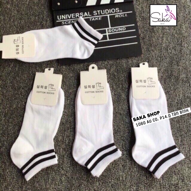 Vớ nữ thể thao trắng đen sọc