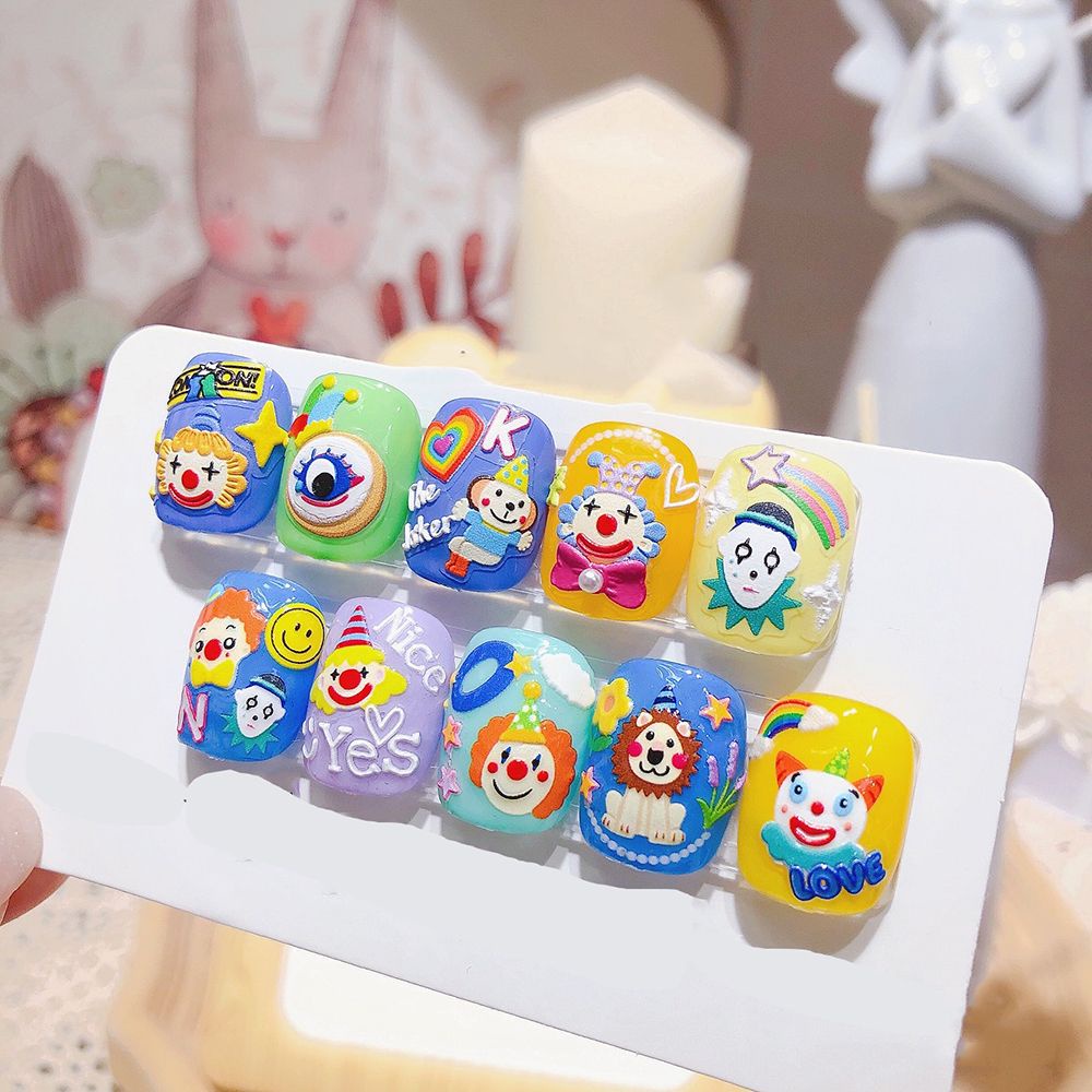 Miếng Dán Móng Tay Hình Chú Hề Hoạt Hình Nhật Bản 5D Siêu Mỏng Dễ Thương