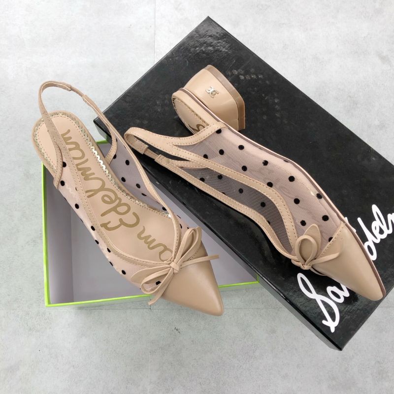 Giày cao gót nữ mặt lưới mũi nhọn có quai sau đế 4cm Sam Edelman