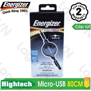 [Freeship toàn quốc từ 50k] Cáp Rút Energizer Micro USB 80cm (Đen) cho Android