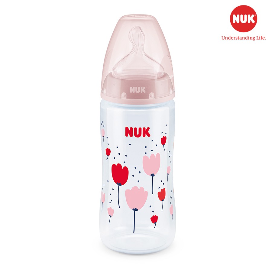 BÌNH SỮA CẢM BIẾN NHIỆT NUK PP 150ML/300ML NÚM TI SILICONE