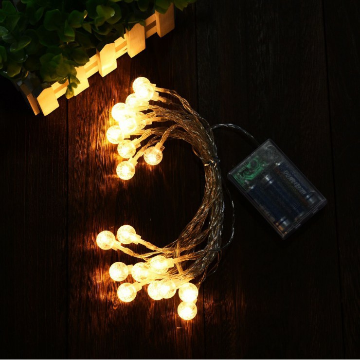 Dây đèn led trang trí💥Free ship💥 BI BỌT pha lê 3m 20 bóng sáng ấm decor phòng ngủ, phòng khách, lễ 8/3