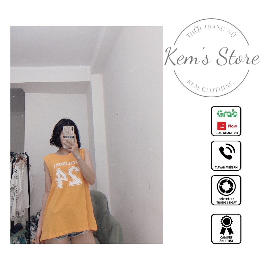 Áo tanktop 3 lỗ UNISEX, Áo thun số 24 form rộng đủ màu | BigBuy360 - bigbuy360.vn