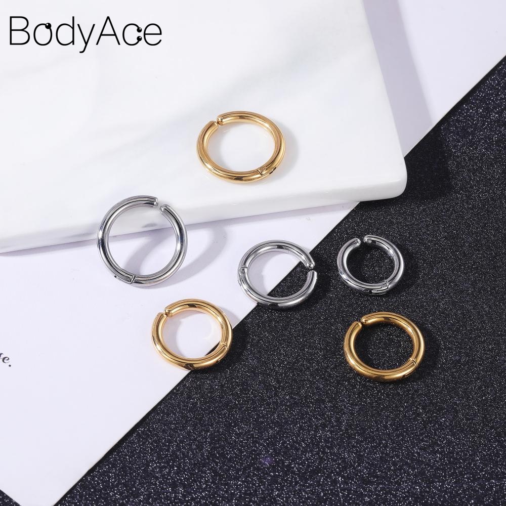 1 Đôi Khuyên Tai Tròn Màu Vàng Bằng Thép Không Gỉ Thời Trang