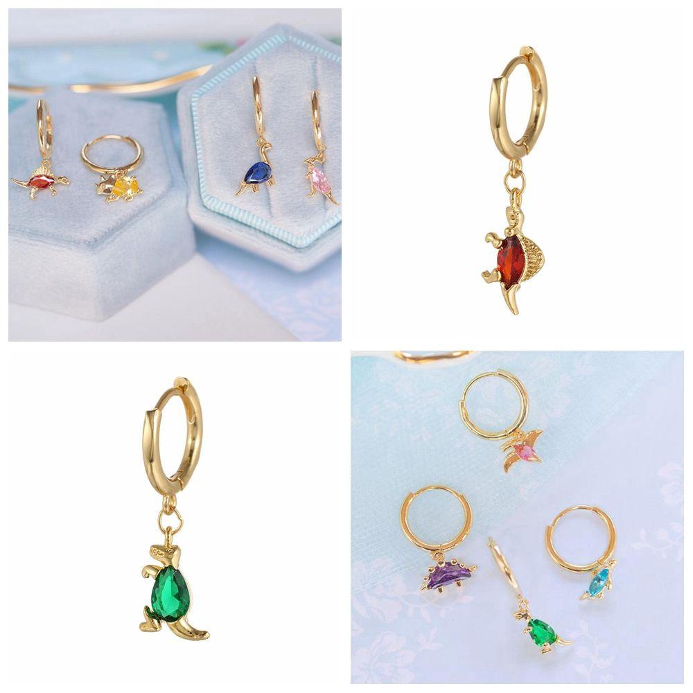 Khuyên Tai Xỏ Lỗ Họa Tiết Khủng Long Đơn Giản Cho Nữ