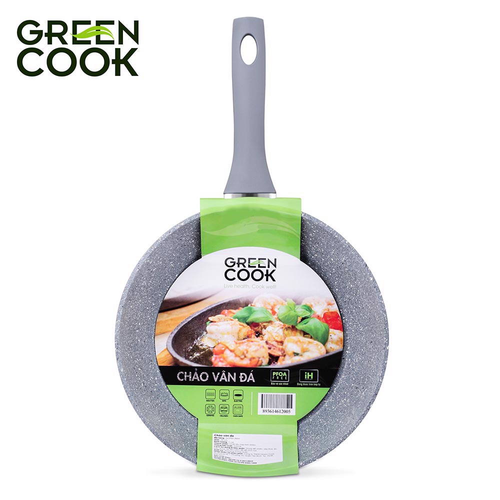 Chảo từ chống dính vân đá sâu lòng Green Cook GCP02