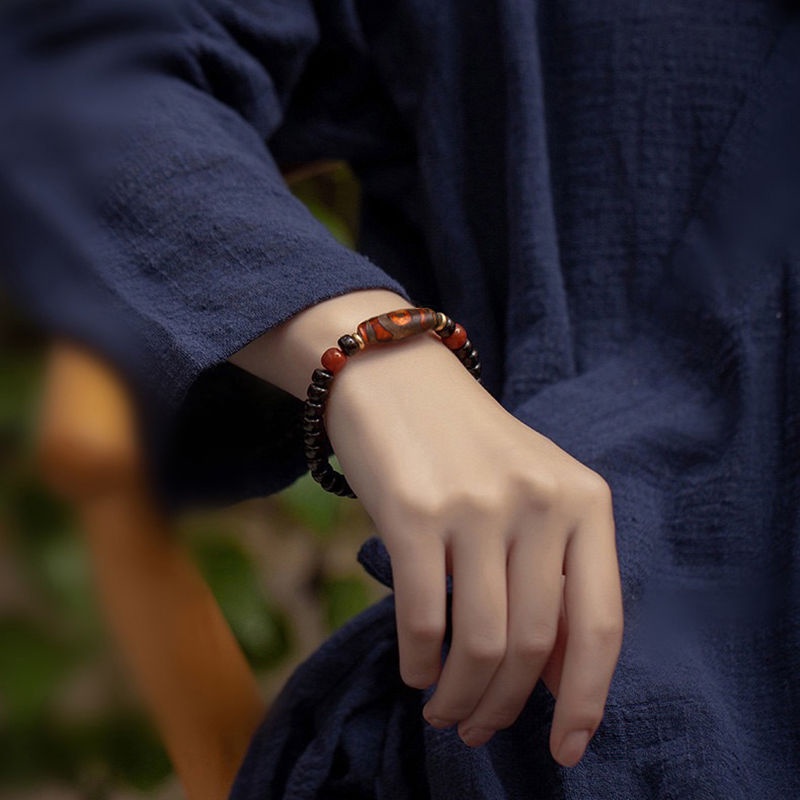 Vòng Tay Chuỗi Hạt Ba Mắt Tự Nhiên Zhiku Tây Tạng Dzi Cho Nam Và Nữ