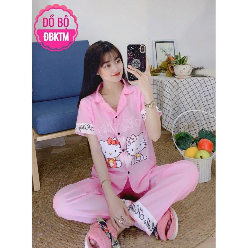 [Mã WASTUP giảm 10% tối đa 30K đơn 99K] Set bộ pijama tay ngắn quần dài kitty, hình thật 100%