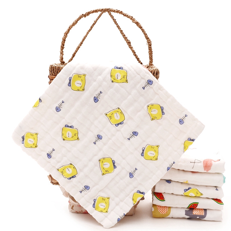 Khăn Vuông Cotton   Lớp In Họa Tiết Hoạt Hình Cho Bé