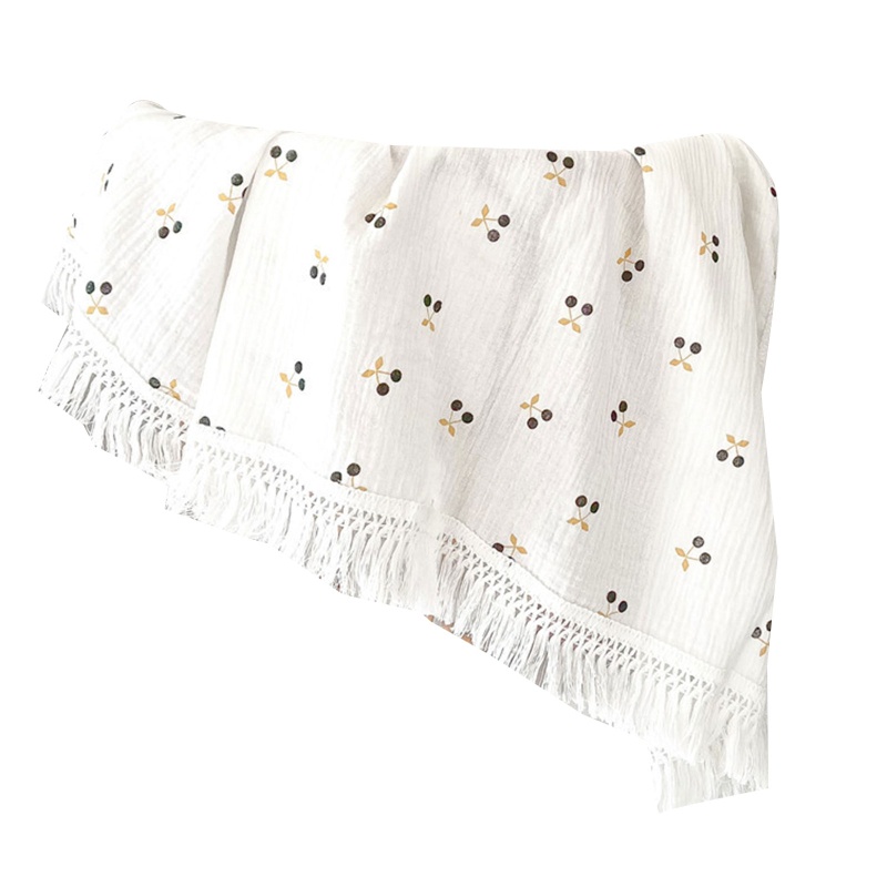 Chăn Quấn Em Bé Chất Liệu Cotton Mềm Mại Phối Tua Rua Dễ Thương