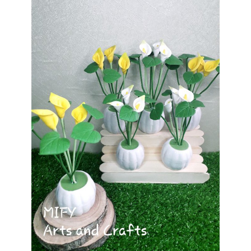 HOA ĐẤT SÉT: Chậu hoa loa kèn mini
