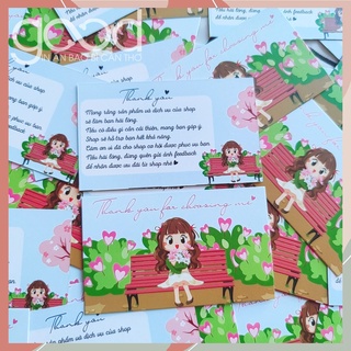 Set 100 card/thẻ cảm ơn hình cô gái thơ mộng