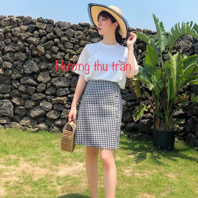 Chân Váy Kẻ Caro Chân Váy Chữ A Tới Gối có lót quần