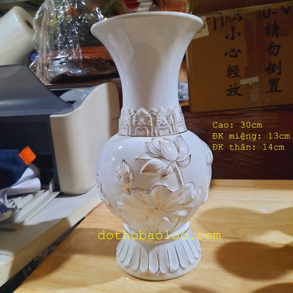 Bình bông sứ bạch ngọc cao cấp cao 17cm, 19cm, 22cm, 25cm, 30cm
