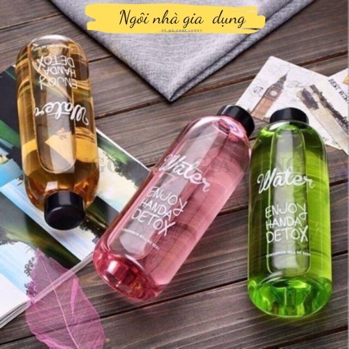 Bình Nước Nhựa DETOX 1000ml Có Túi Đựng Quai Đeo