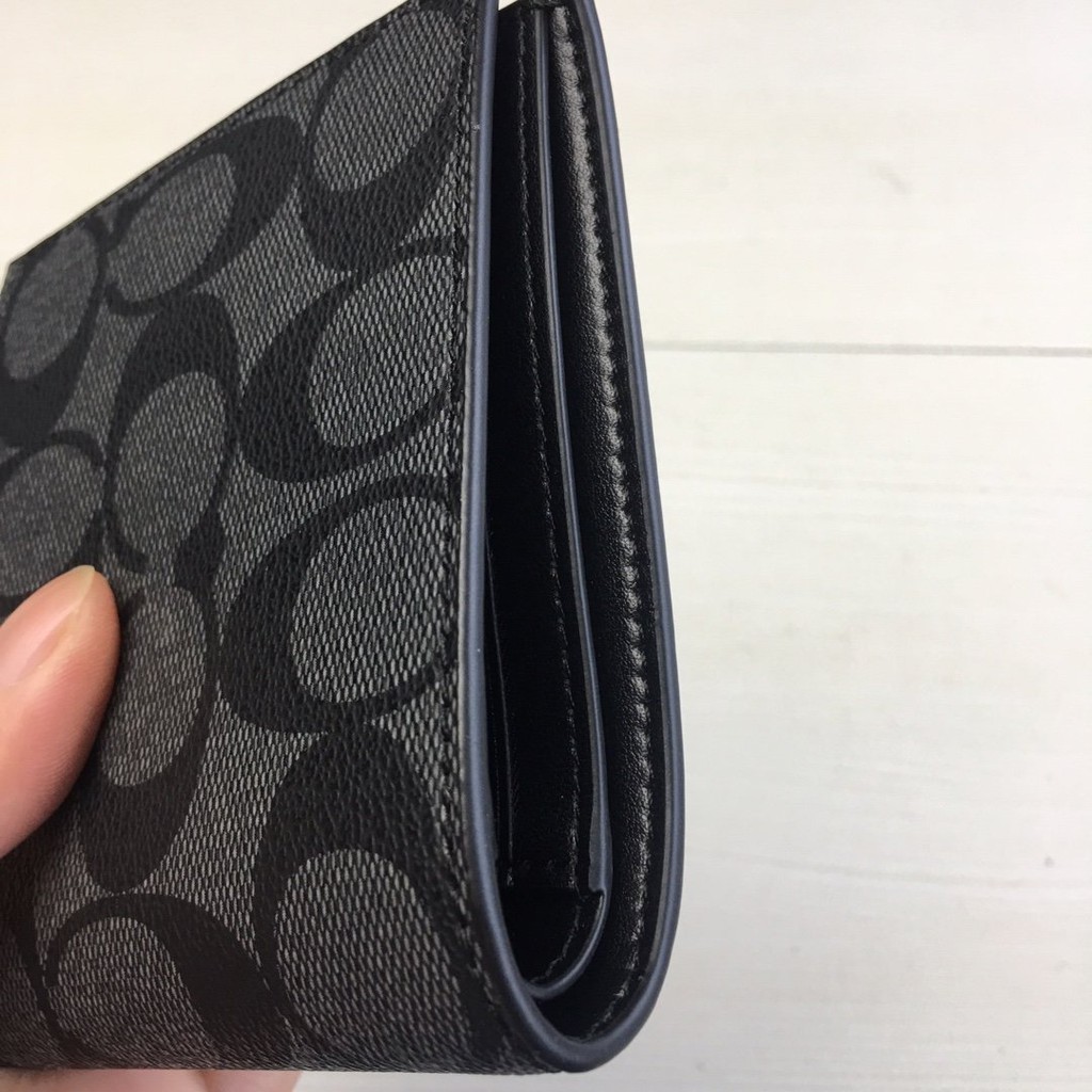 COACH Ví da gấp đôi sang trọng cổ điển  / Ví in hình đầu sói ngắn 31522