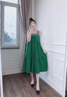 Váy 2 dây thổ cẩm đũi lụa