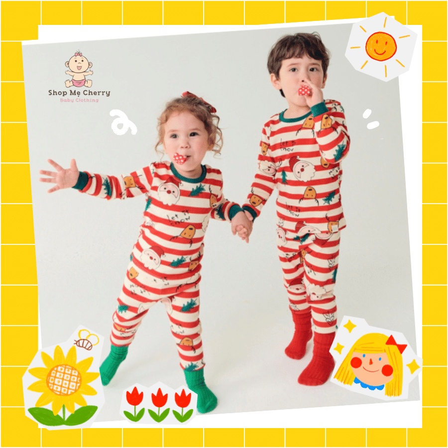 Bộ Noel Sọc Của Hãng Ttasom, Chất Thun Cotton Organic