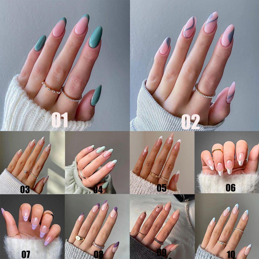 Hộp 24 Móng Tay Giả Che Phủ Toàn Diện Phong Cách Pháp